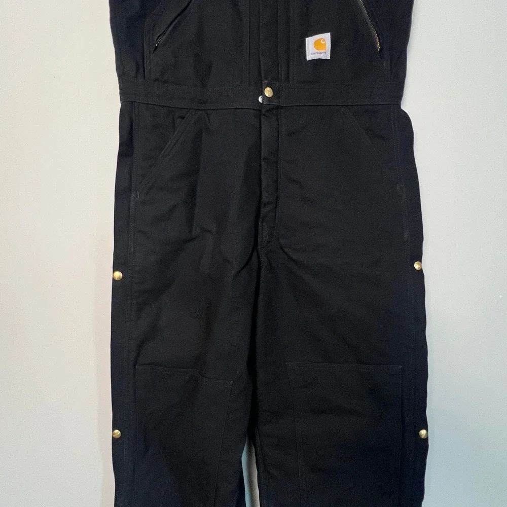 Carhartt Bib Overalls Mens 34x34 Black R38 Quilt Lined Duck Canvas Workwear Gorp